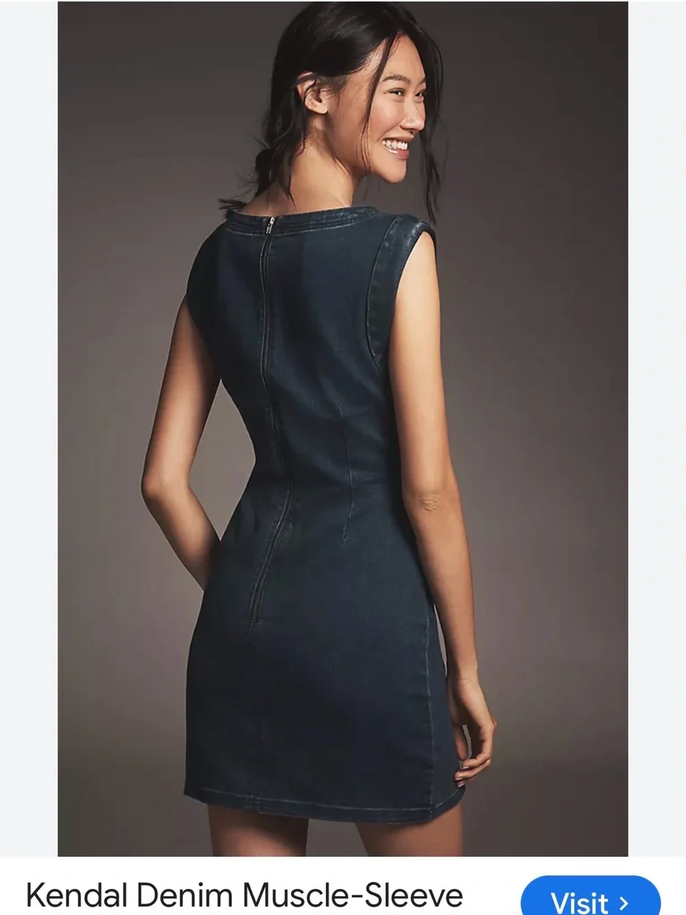 Pilcro from Anthropologie. Sleeveless Blue Denim Shift Dress. Zip-back.